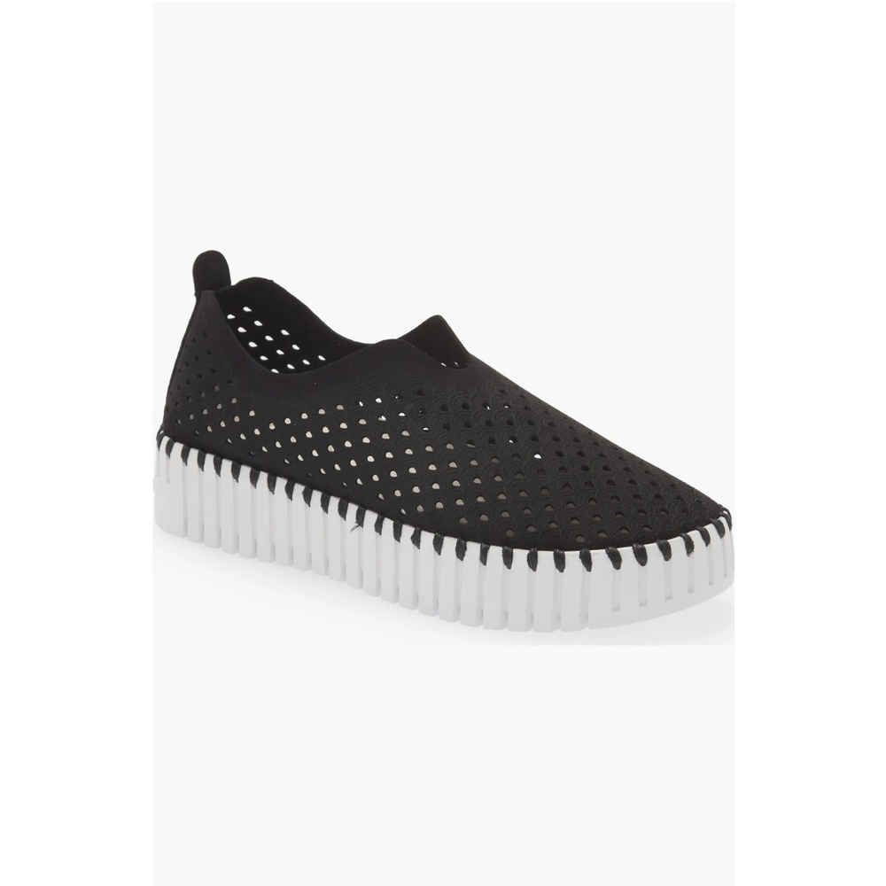 Ilse Jacobsen Women Black Perforated Slip On Shoes Tulip Sneaker School‎ Size 37